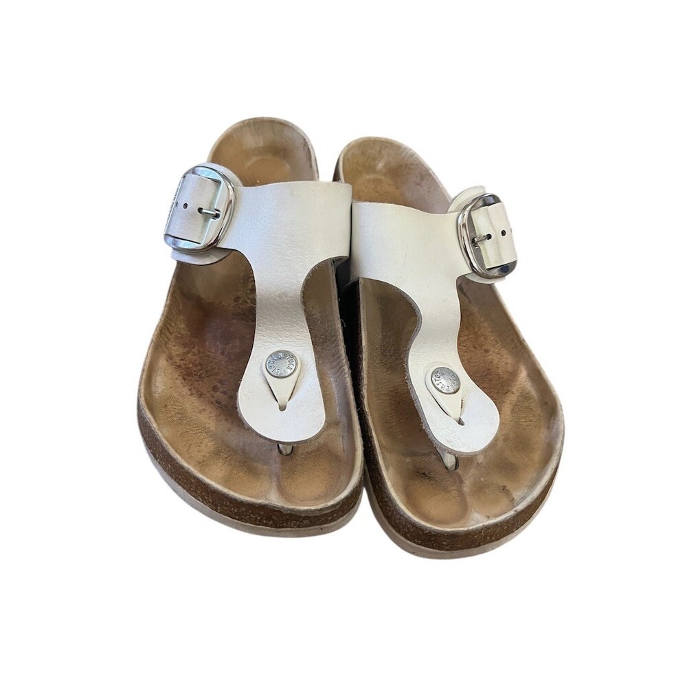 Birkenstock Gizeh Big Buckle Women's Thong Sandals White Cork Footbed size 7